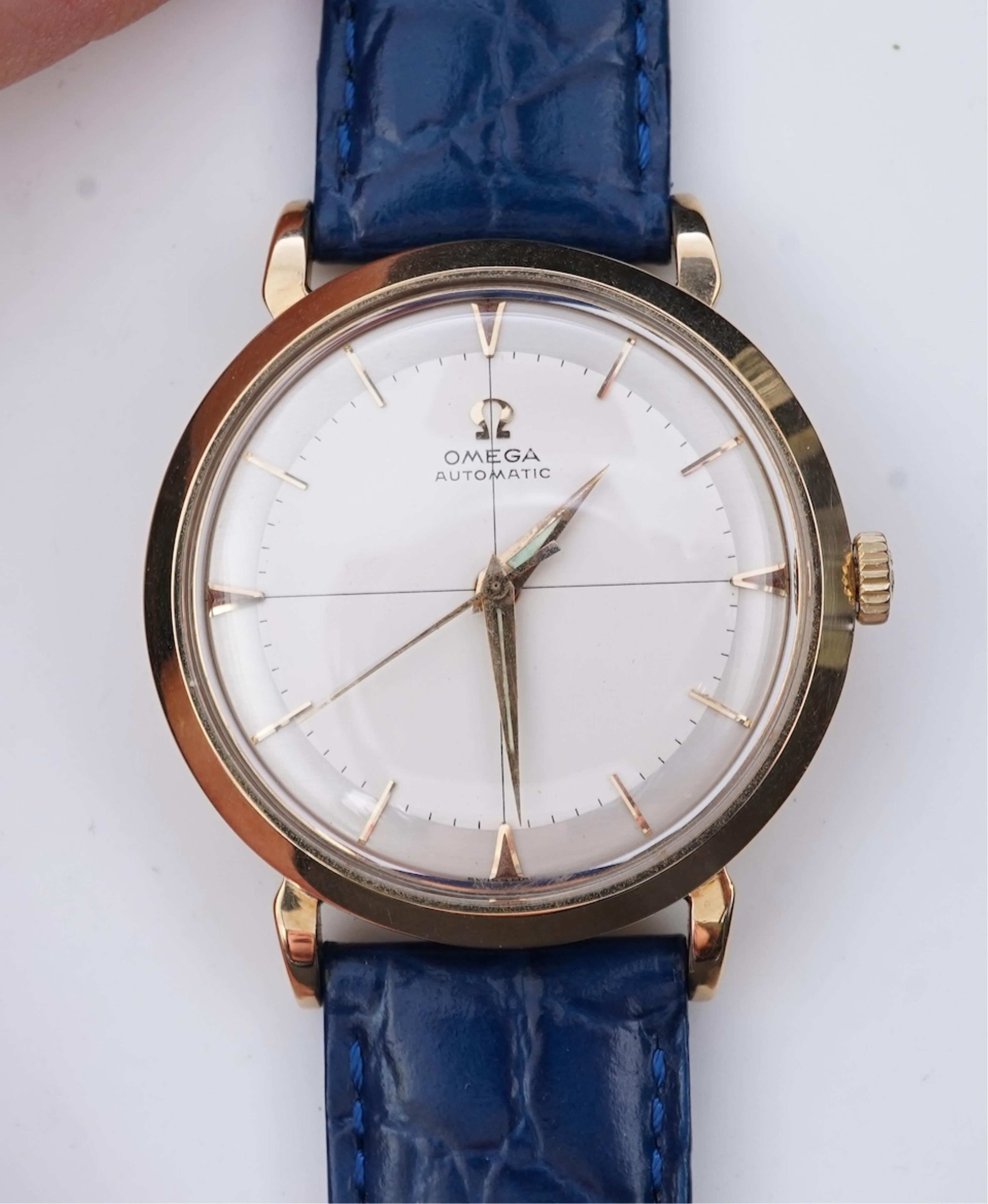 A gentleman's late 1950's 9ct gold Omega Automatic wrist watch